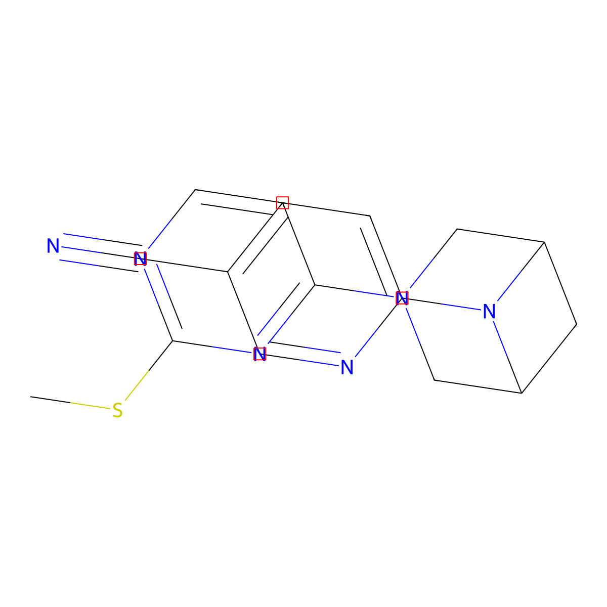 6-{3-[2-(Methylsulfanyl)pyrimidin-4-yl]-3,6-diazabicyclo[3.1.1]heptan-6-yl}pyridine-3-carbonitrile molecular structure, CAS 3054536-62-5