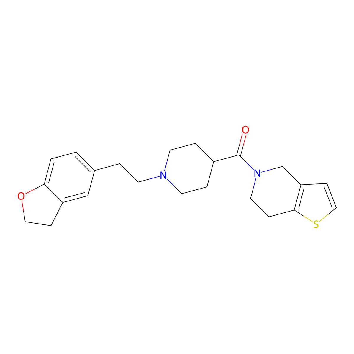1-[2-(2,3-dihydro-1-benzofuran-5-yl)ethyl]-4-{4H,5H,6H,7H-thieno[3,2-c]pyridine-5-carbonyl}piperidine molecular structure, CAS 3054536-64-7
