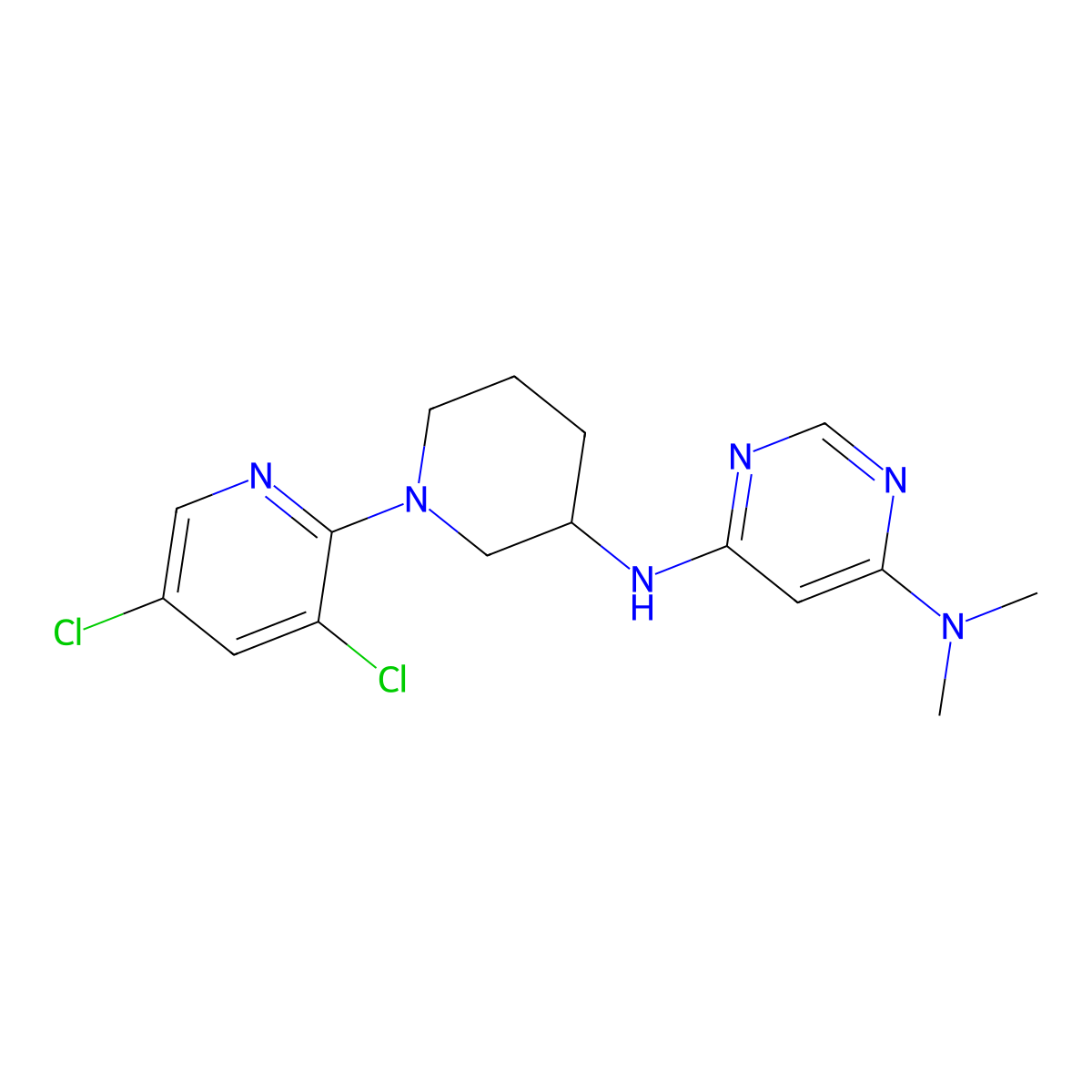 N6-[1-(3,5-dichloropyridin-2-yl)piperidin-3-yl]-N4,N4-dimethylpyrimidine-4,6-diamine molecular structure, CAS 3054536-75-0