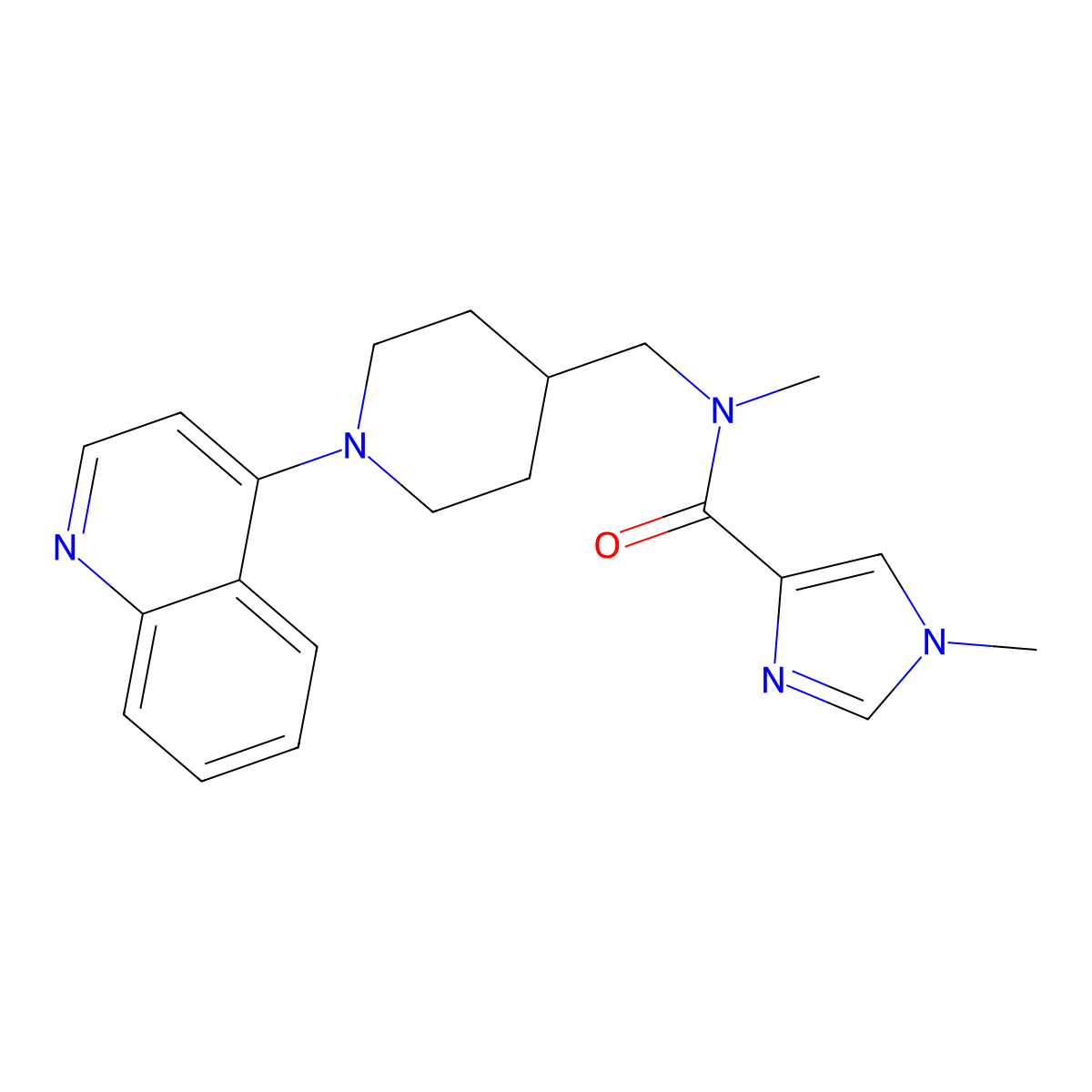 N,1-dimethyl-N-{[1-(quinolin-4-yl)piperidin-4-yl]methyl}-1H-imidazole-4-carboxamide molecular structure, CAS 3054536-76-1