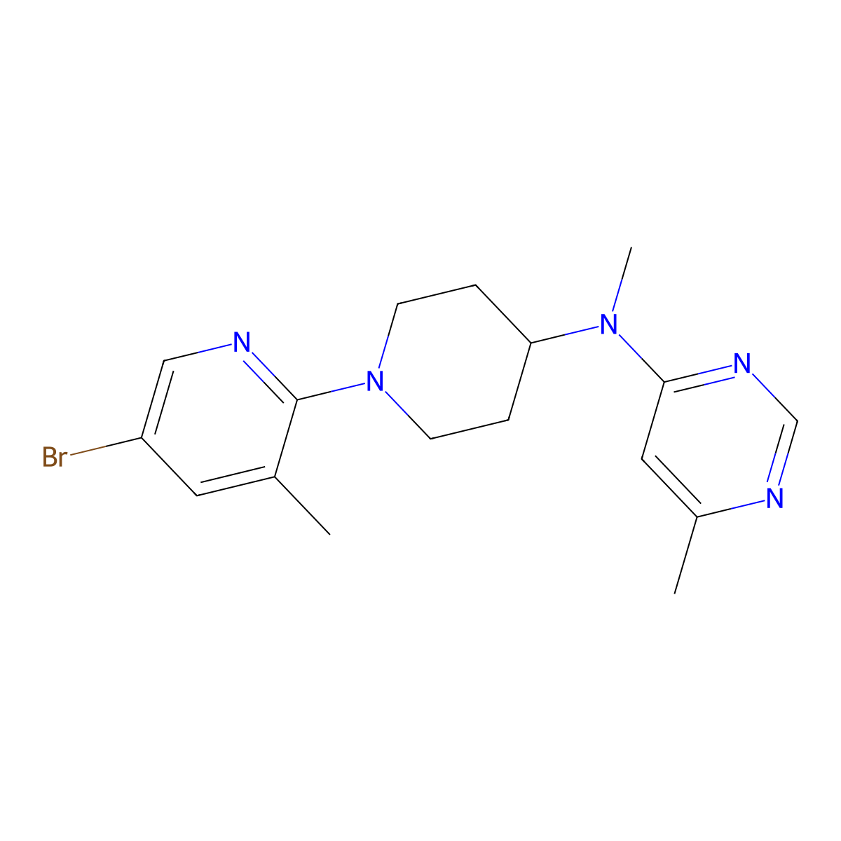 N-[1-(5-bromo-3-methylpyridin-2-yl)piperidin-4-yl]-N,6-dimethylpyrimidin-4-amine molecular structure, CAS 3054536-77-2