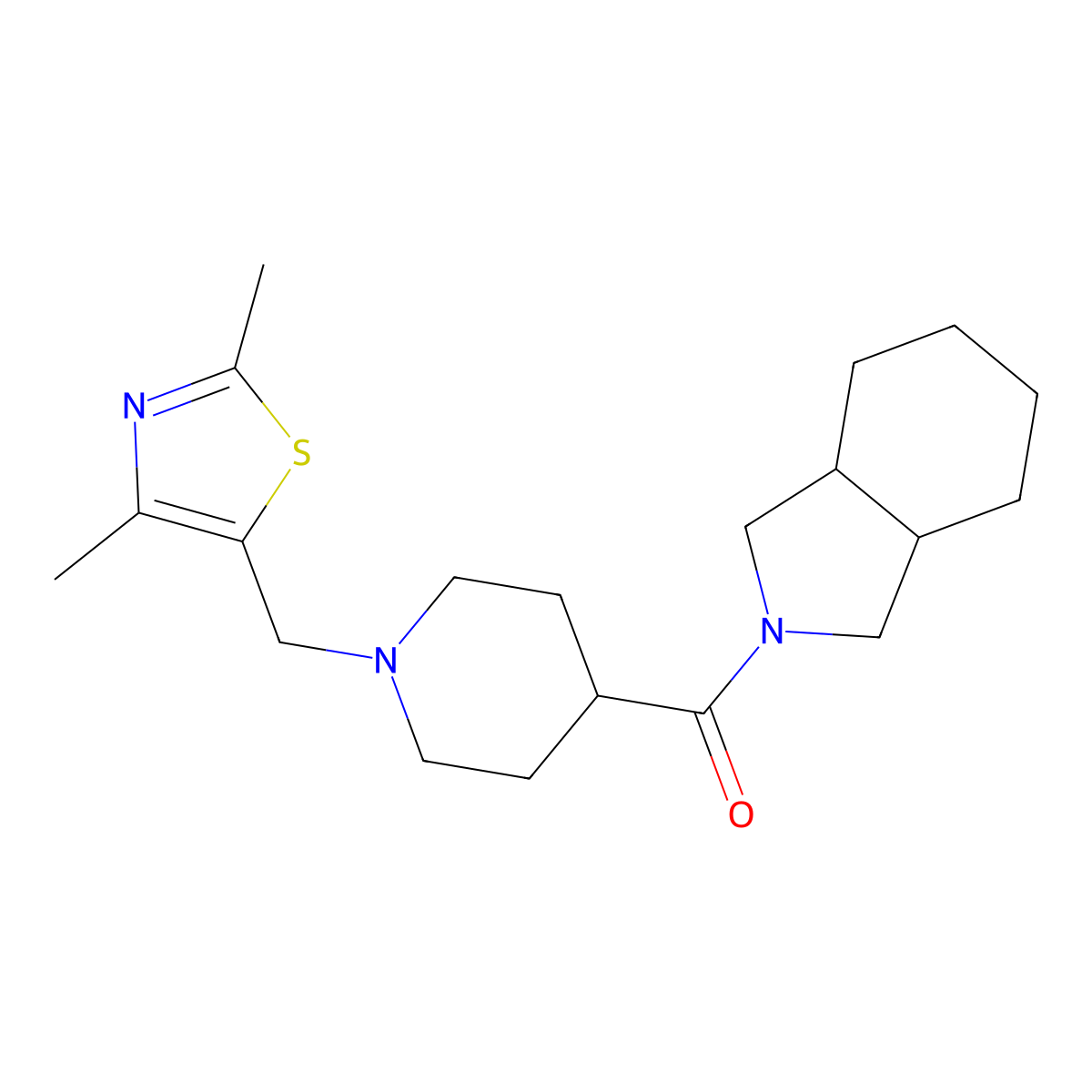 2-{1-[(2,4-dimethyl-1,3-thiazol-5-yl)methyl]piperidine-4-carbonyl}-octahydro-1H-isoindole molecular structure, CAS 3054536-81-8