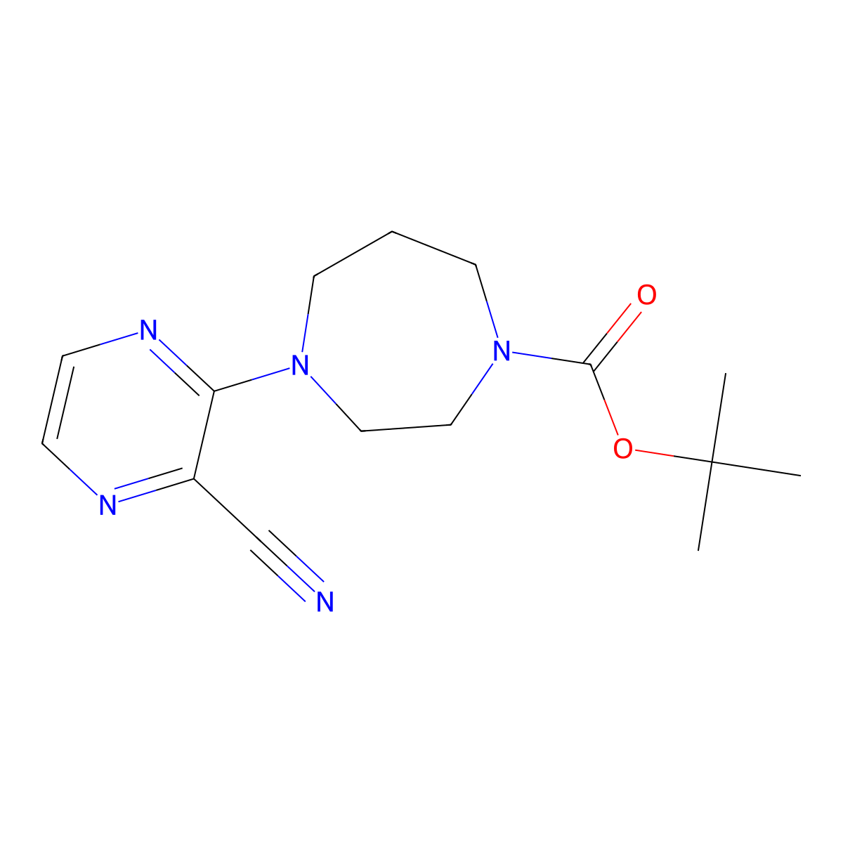 Tert-butyl 4-(3-cyanopyrazin-2-yl)-1,4-diazepane-1-carboxylate molecular structure, CAS 3054536-82-9