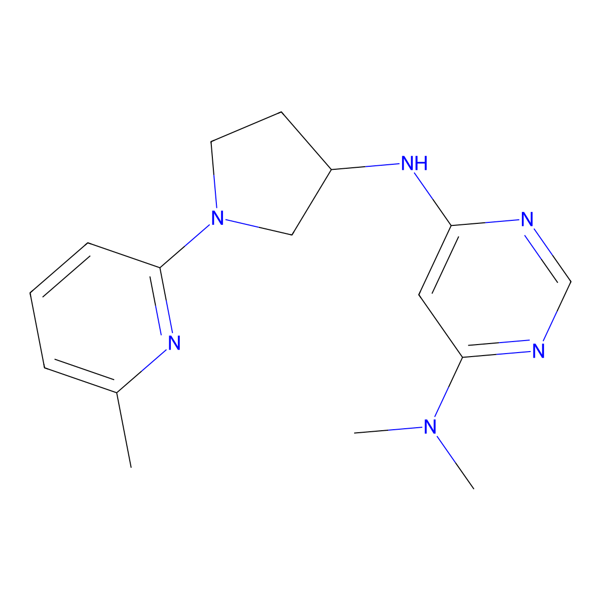 N4,N4-dimethyl-N6-[1-(6-methylpyridin-2-yl)pyrrolidin-3-yl]pyrimidine-4,6-diamine molecular structure, CAS 3054536-98-7