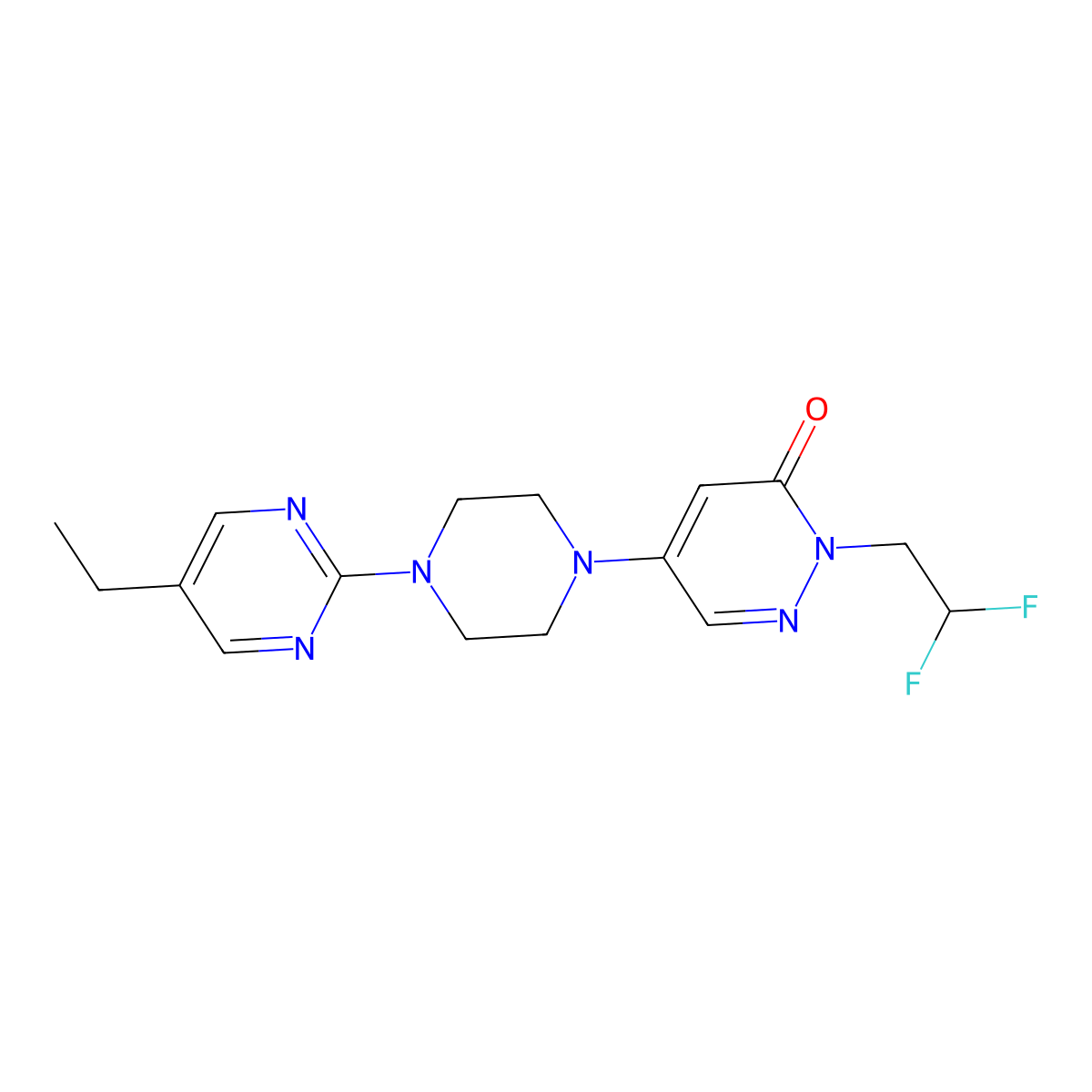 2-(2,2-Difluoroethyl)-5-[4-(5-ethylpyrimidin-2-yl)piperazin-1-yl]-2,3-dihydropyridazin-3-one molecular structure, CAS 3054537-00-4