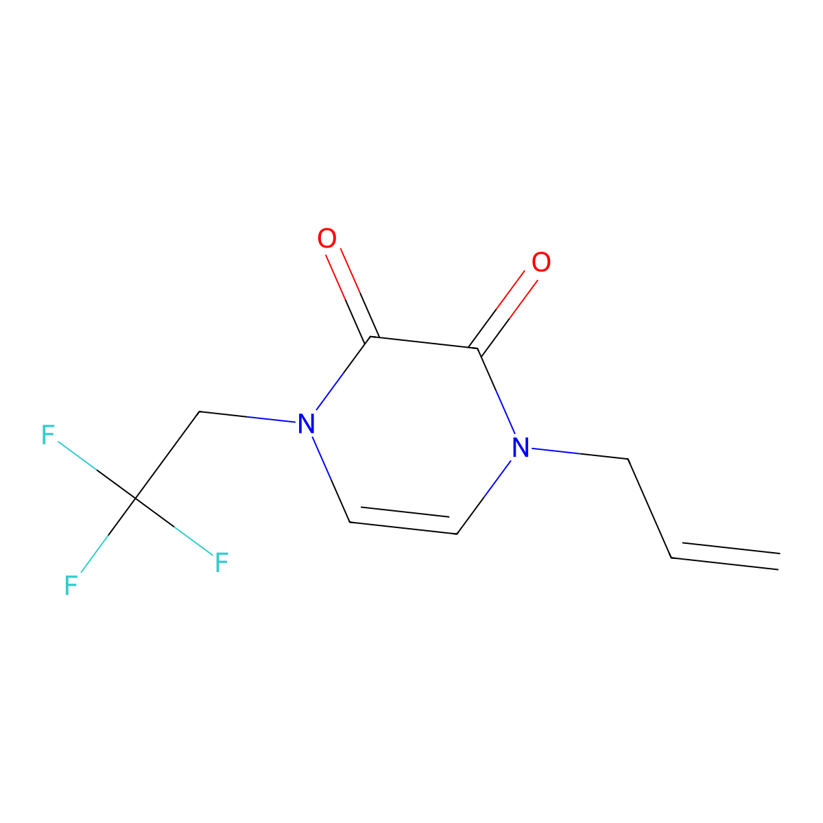 1-(Prop-2-en-1-yl)-4-(2,2,2-trifluoroethyl)-1,2,3,4-tetrahydropyrazine-2,3-dione molecular structure, CAS 3054537-01-5