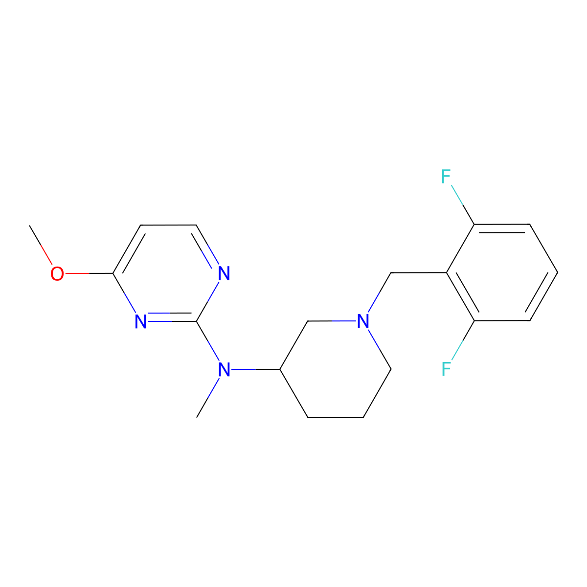 N-{1-[(2,6-difluorophenyl)methyl]piperidin-3-yl}-4-methoxy-N-methylpyrimidin-2-amine molecular structure, CAS 3054537-03-7