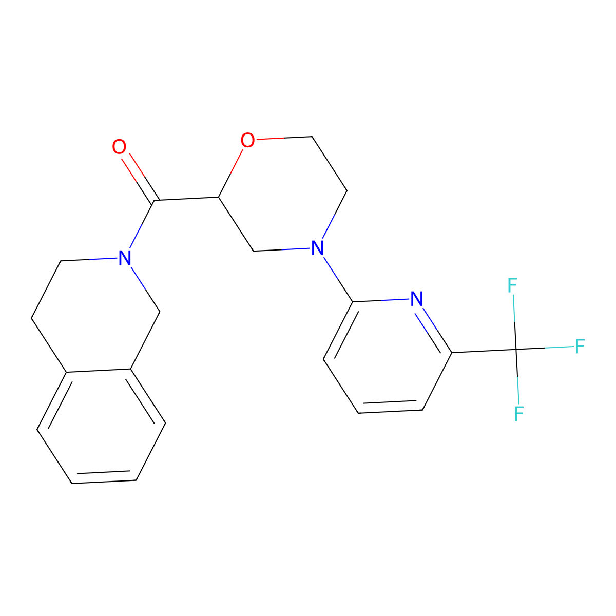 2-{4-[6-(Trifluoromethyl)pyridin-2-yl]morpholine-2-carbonyl}-1,2,3,4-tetrahydroisoquinoline molecular structure, CAS 3054537-08-2