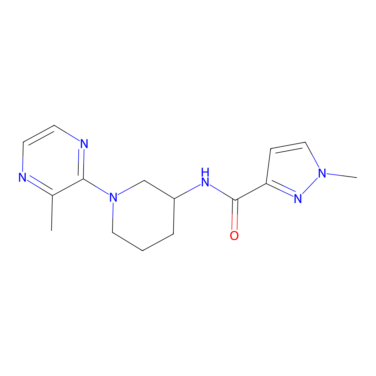 1-methyl-N-[1-(3-methylpyrazin-2-yl)piperidin-3-yl]-1H-pyrazole-3-carboxamide molecular structure, CAS 3054537-14-0