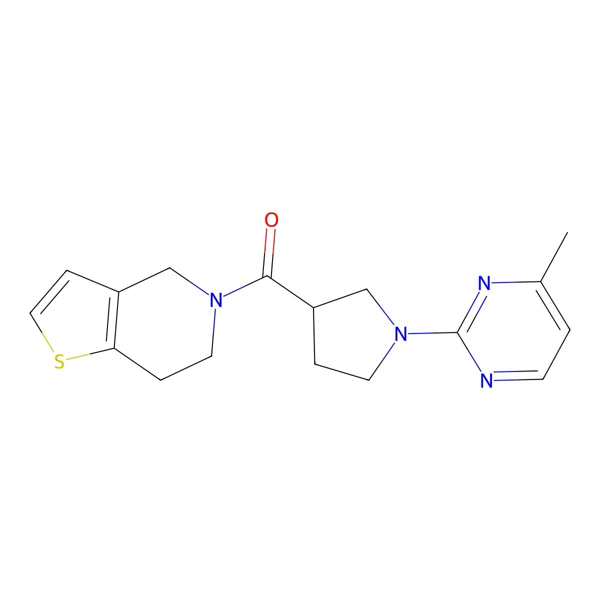 4-methyl-2-(3-{4H,5H,6H,7H-thieno[3,2-c]pyridine-5-carbonyl}pyrrolidin-1-yl)pyrimidine molecular structure, CAS 3054537-20-8