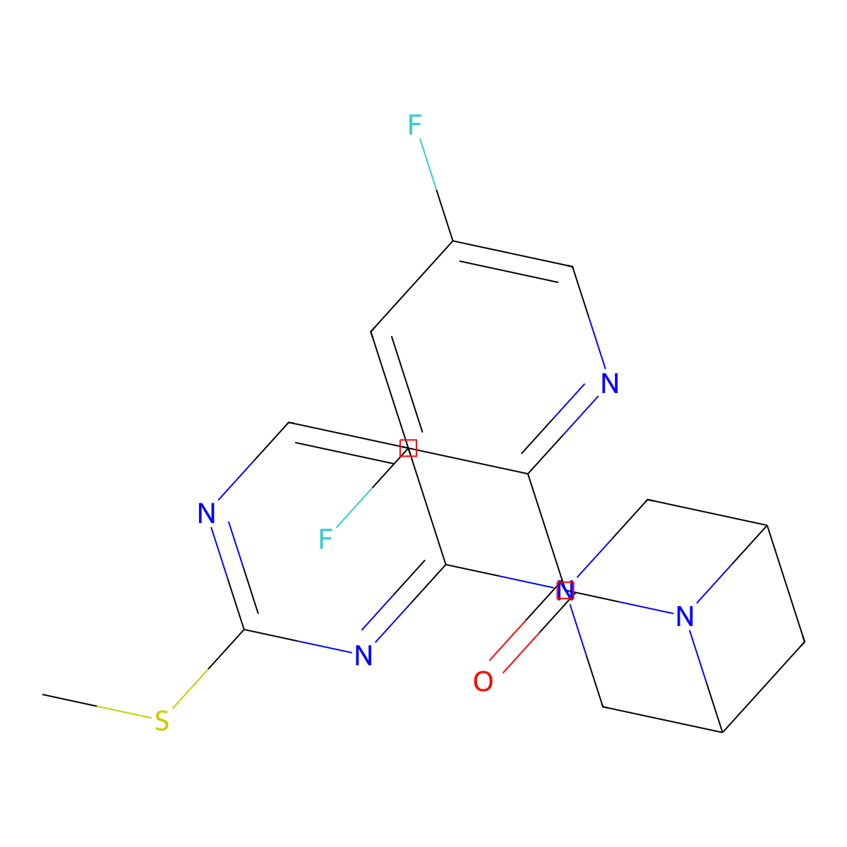 6-(3,5-Difluoropyridine-2-carbonyl)-3-[2-(methylsulfanyl)pyrimidin-4-yl]-3,6-diazabicyclo[3.1.1]heptane molecular structure, CAS 3054537-21-9