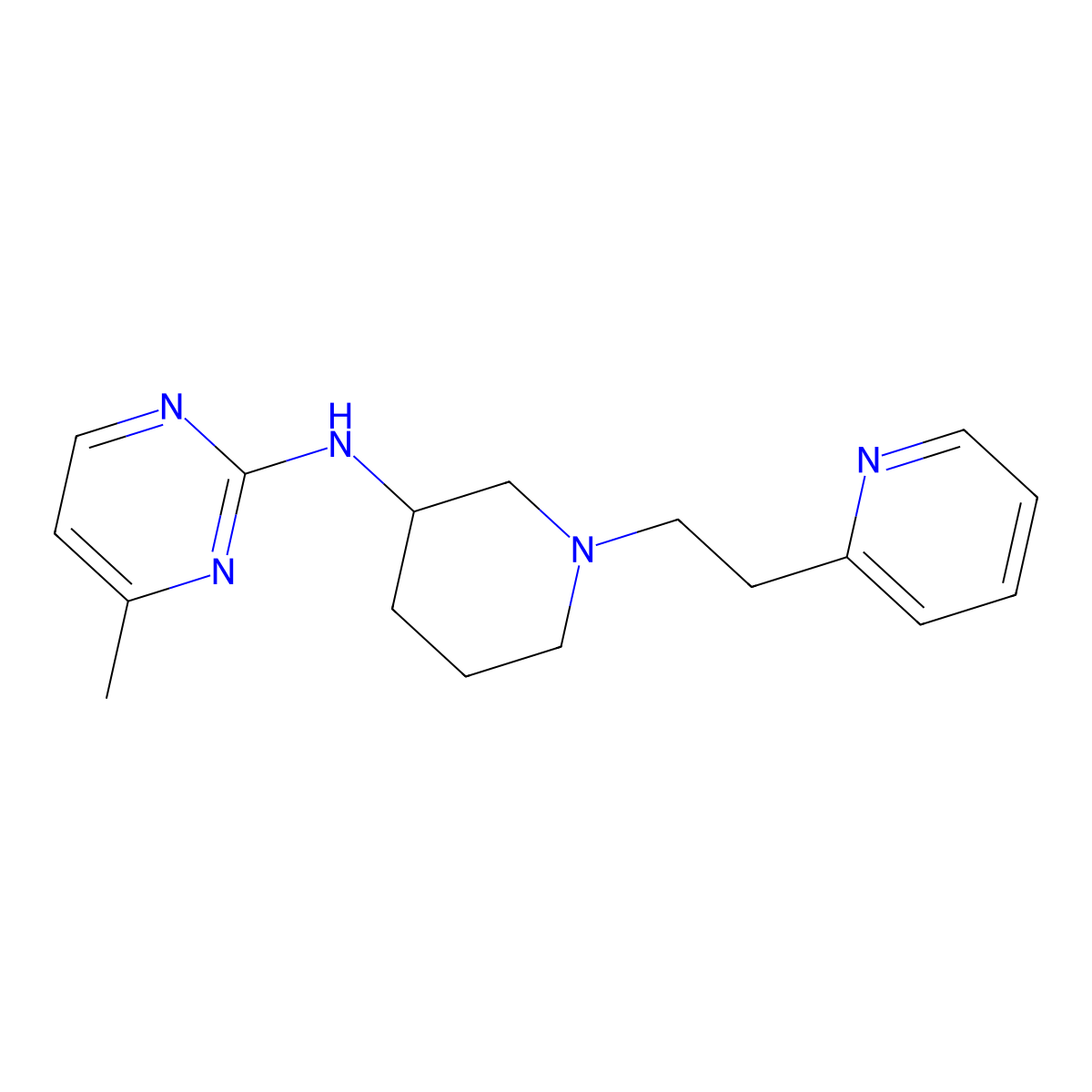 4-methyl-N-{1-[2-(pyridin-2-yl)ethyl]piperidin-3-yl}pyrimidin-2-amine molecular structure, CAS 3054537-27-5