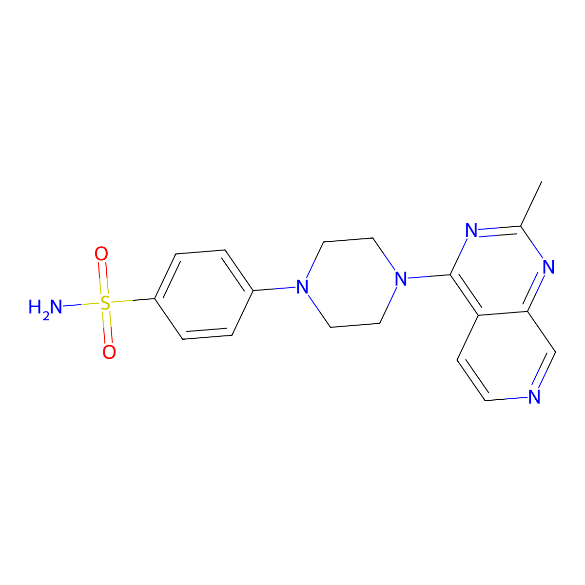 4-(4-{2-Methylpyrido[3,4-d]pyrimidin-4-yl}piperazin-1-yl)benzene-1-sulfonamide molecular structure, CAS 3054537-29-7