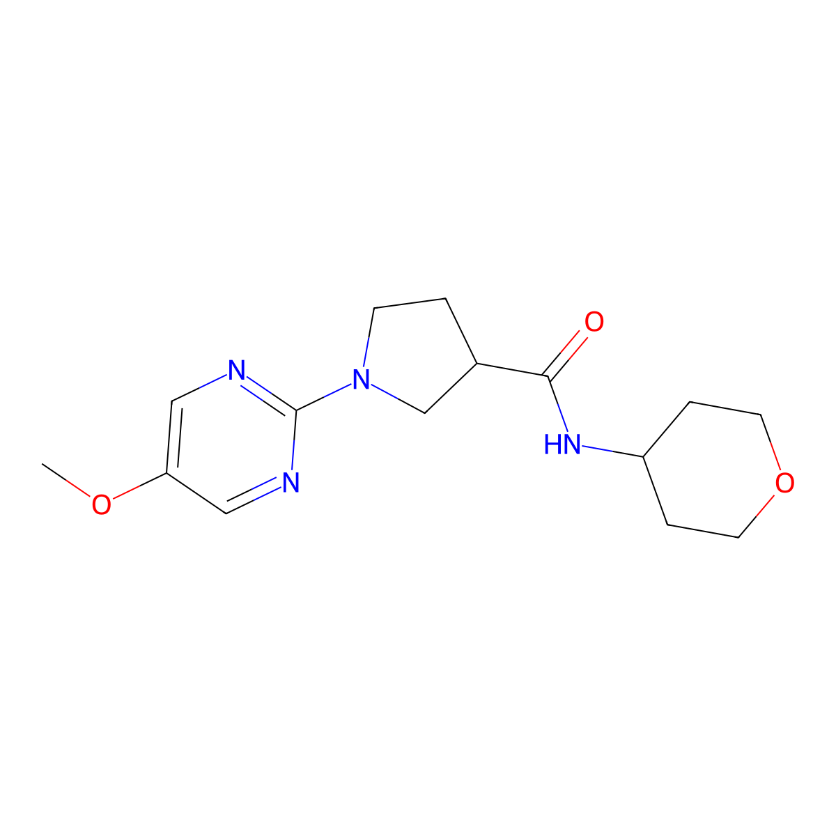 1-(5-methoxypyrimidin-2-yl)-N-(oxan-4-yl)pyrrolidine-3-carboxamide molecular structure, CAS 3054537-32-2
