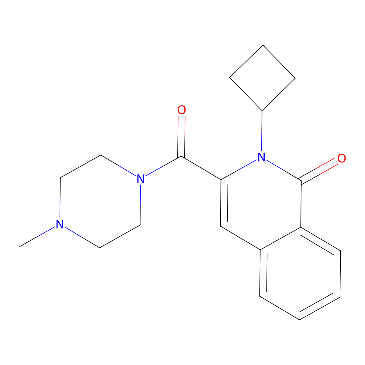 2-Cyclobutyl-3-(4-methylpiperazine-1-carbonyl)-1,2-dihydroisoquinolin-1-one molecular structure, CAS 3054537-35-5