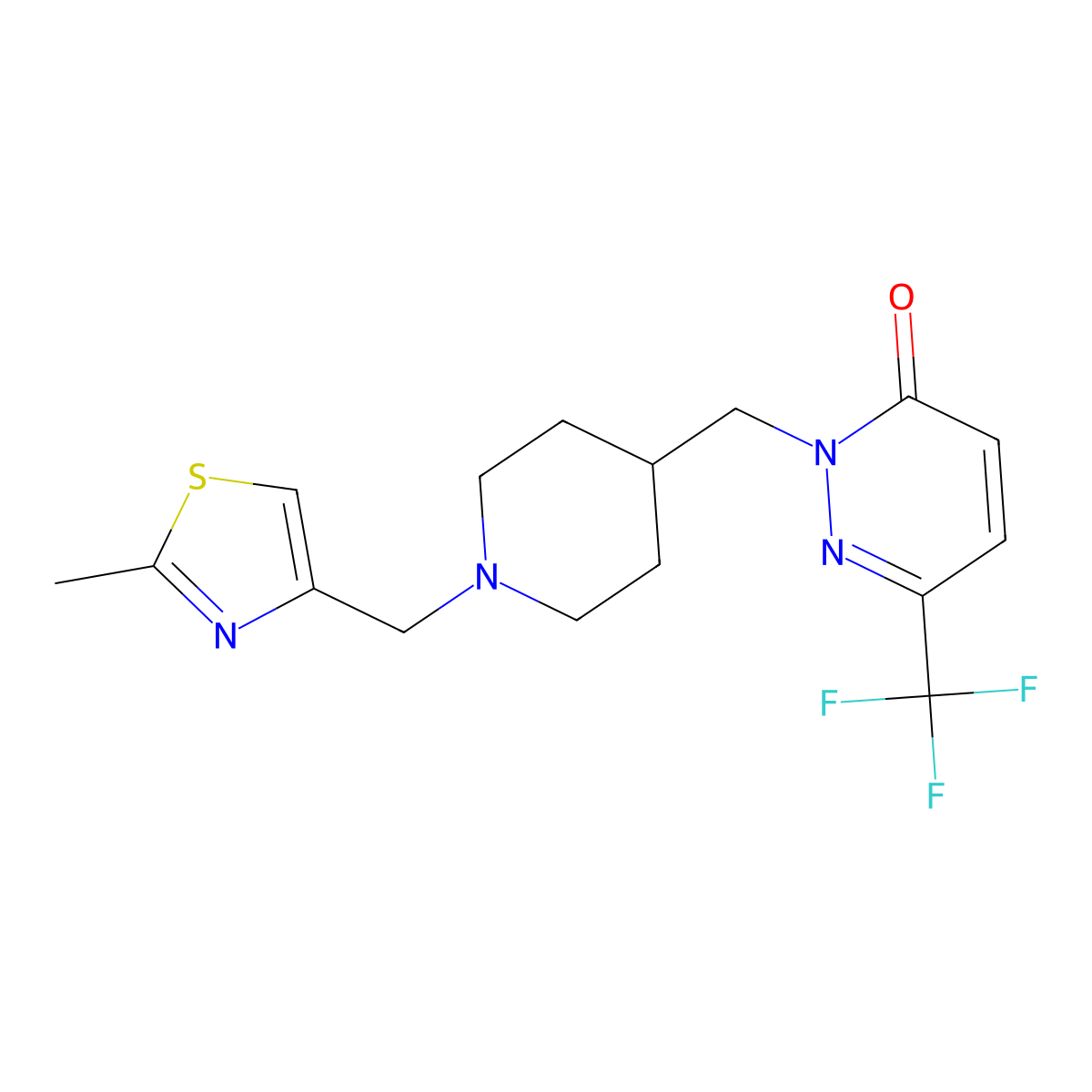 2-({1-[(2-Methyl-1,3-thiazol-4-yl)methyl]piperidin-4-yl}methyl)-6-(trifluoromethyl)-2,3-dihydropyridazin-3-one molecular structure, CAS 3054537-38-8