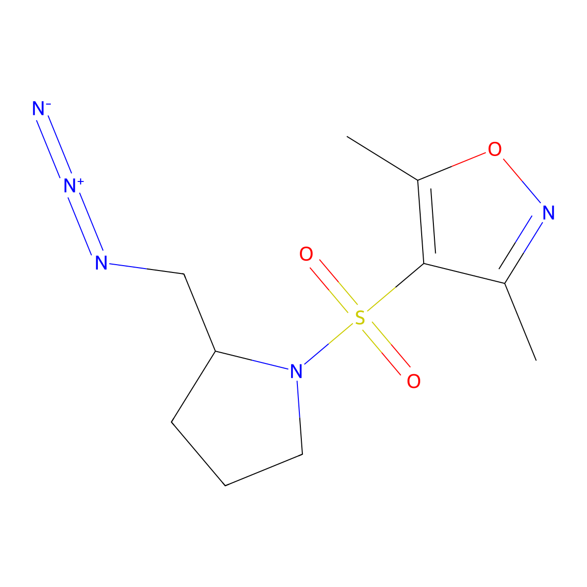 4-[2-(Azidomethyl)pyrrolidin-1-yl]sulfonyl-3,5-dimethyl-1,2-oxazole molecular structure, CAS 3054537-40-2