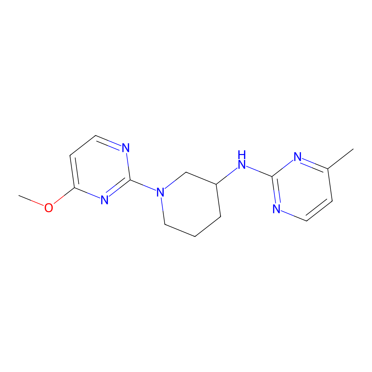 N-[1-(4-methoxypyrimidin-2-yl)piperidin-3-yl]-4-methylpyrimidin-2-amine molecular structure, CAS 3054537-55-9