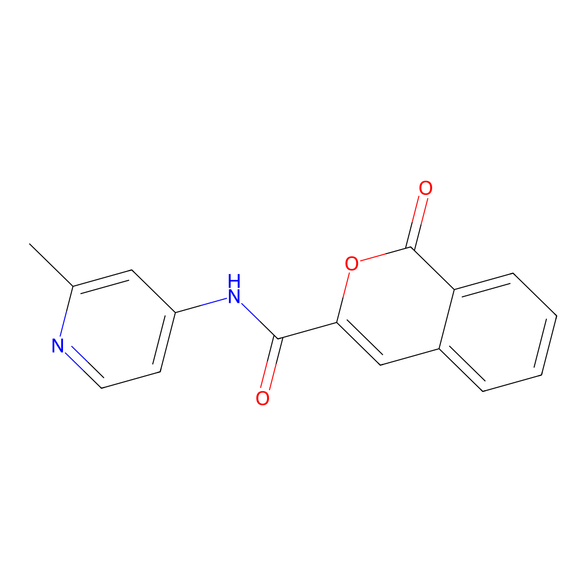 N-(2-methylpyridin-4-yl)-1-oxo-1H-isochromene-3-carboxamide molecular structure, CAS 3054537-64-0