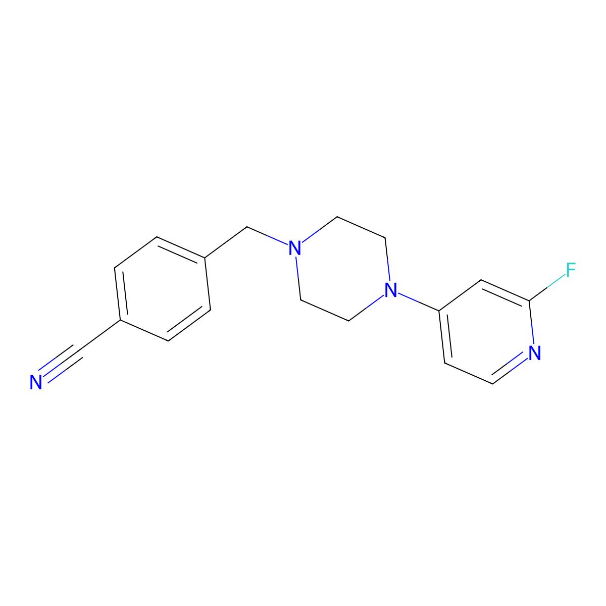 4-{[4-(2-Fluoropyridin-4-yl)piperazin-1-yl]methyl}benzonitrile molecular structure, CAS 3054537-66-2