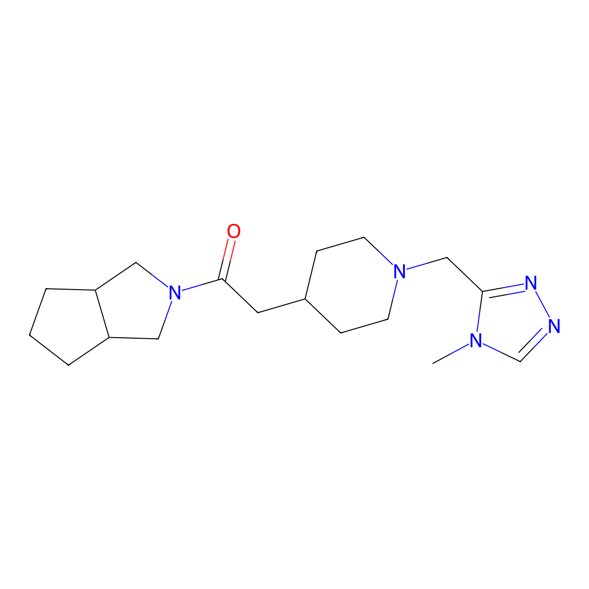 2-{1-[(4-methyl-4H-1,2,4-triazol-3-yl)methyl]piperidin-4-yl}-1-{octahydrocyclopenta[c]pyrrol-2-yl}ethan-1-one molecular structure, CAS 3054537-70-8