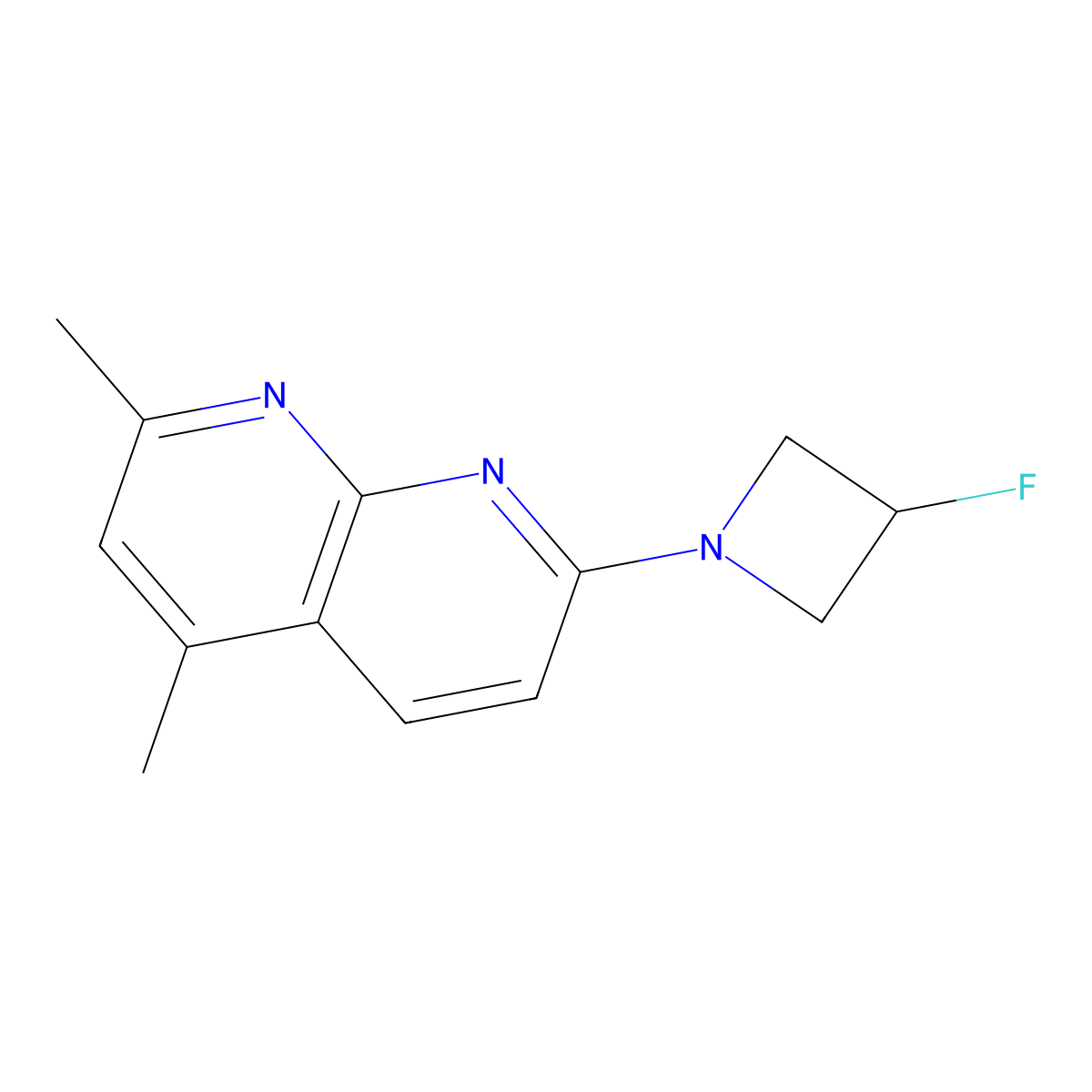 7-(3-Fluoroazetidin-1-yl)-2,4-dimethyl-1,8-naphthyridine molecular structure, CAS 3054537-73-1