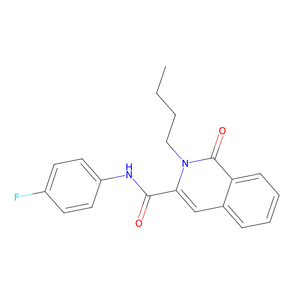2-butyl-N-(4-fluorophenyl)-1-oxo-1,2-dihydroisoquinoline-3-carboxamide molecular structure, CAS 3054537-77-5