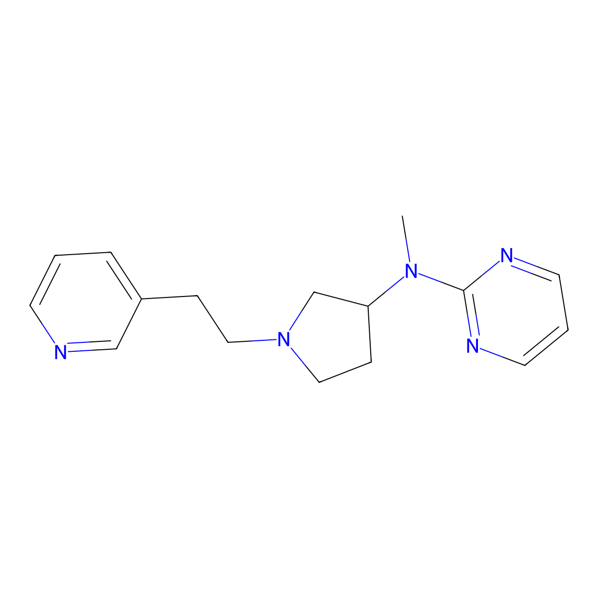 N-methyl-N-{1-[2-(pyridin-3-yl)ethyl]pyrrolidin-3-yl}pyrimidin-2-amine molecular structure, CAS 3054537-80-0