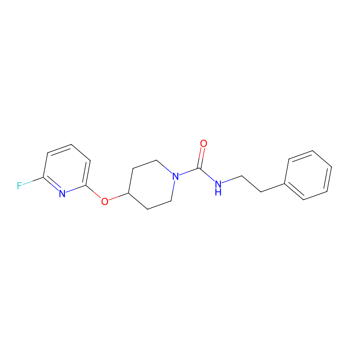 4-[(6-fluoropyridin-2-yl)oxy]-N-(2-phenylethyl)piperidine-1-carboxamide molecular structure, CAS 3054537-81-1
