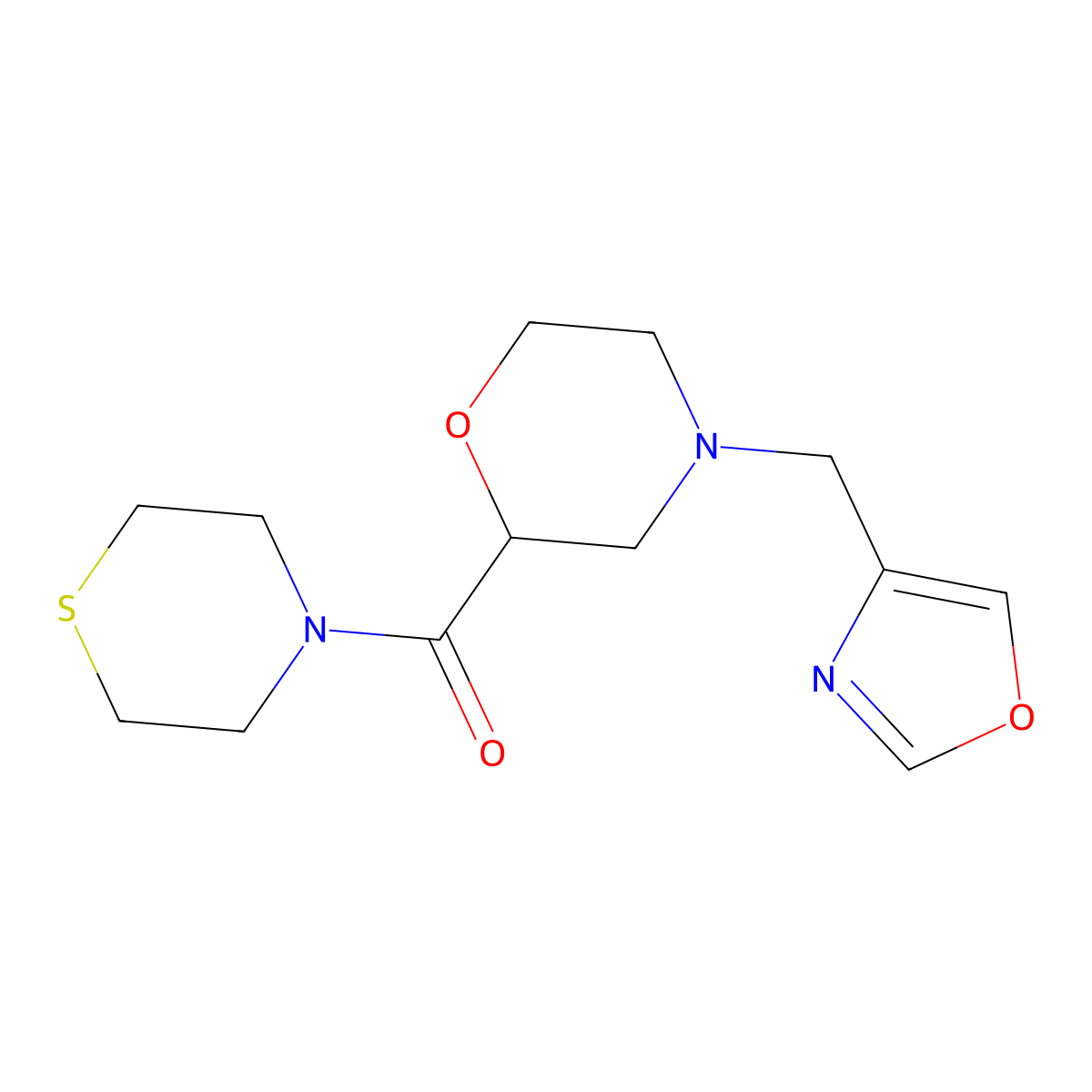 4-[(1,3-Oxazol-4-yl)methyl]-2-(thiomorpholine-4-carbonyl)morpholine molecular structure, CAS 3054537-84-4