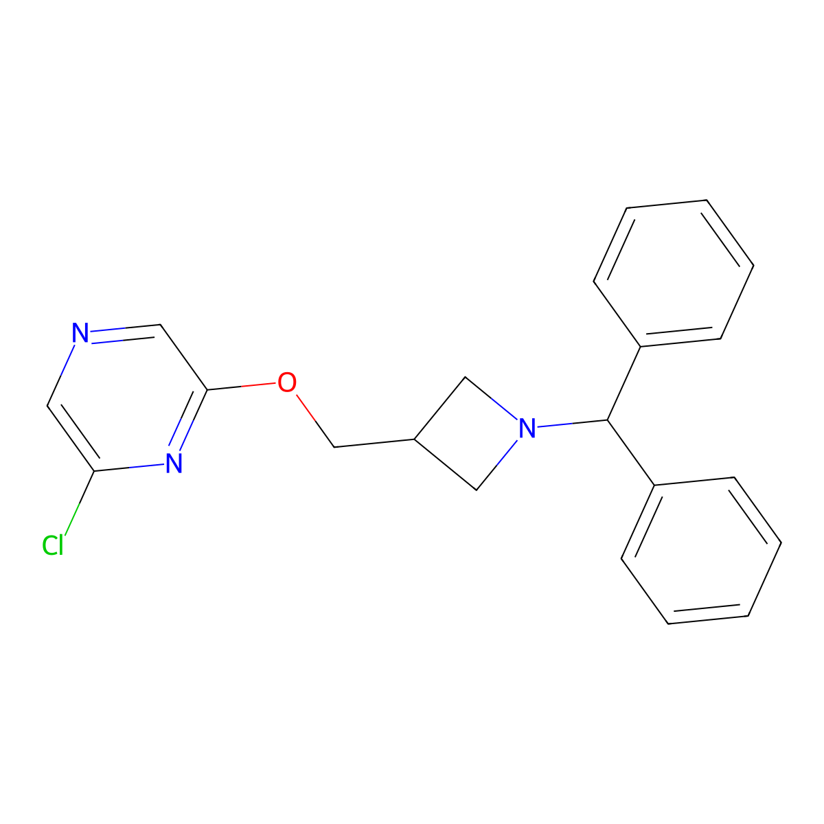 2-Chloro-6-{[1-(diphenylmethyl)azetidin-3-yl]methoxy}pyrazine molecular structure, CAS 3054537-91-3