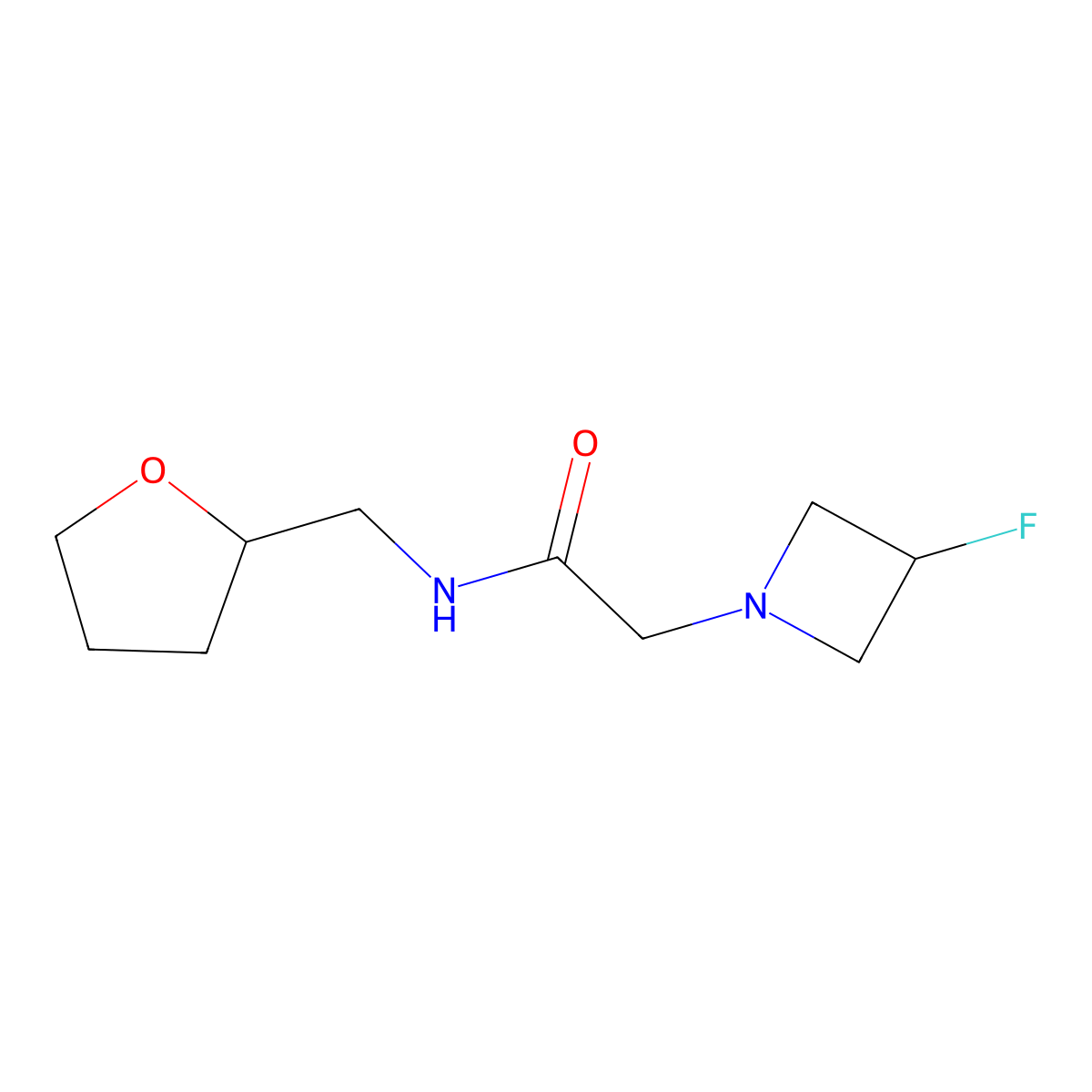 2-(3-fluoroazetidin-1-yl)-N-[(oxolan-2-yl)methyl]acetamide molecular structure, CAS 3054537-95-7