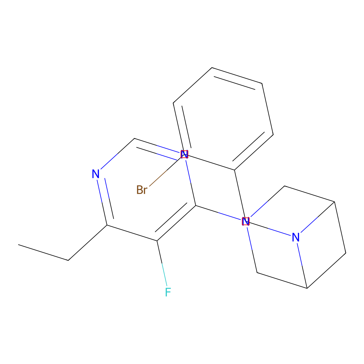 6-[(2-Bromophenyl)methyl]-3-(6-ethyl-5-fluoropyrimidin-4-yl)-3,6-diazabicyclo[3.1.1]heptane molecular structure, CAS 3054537-96-8