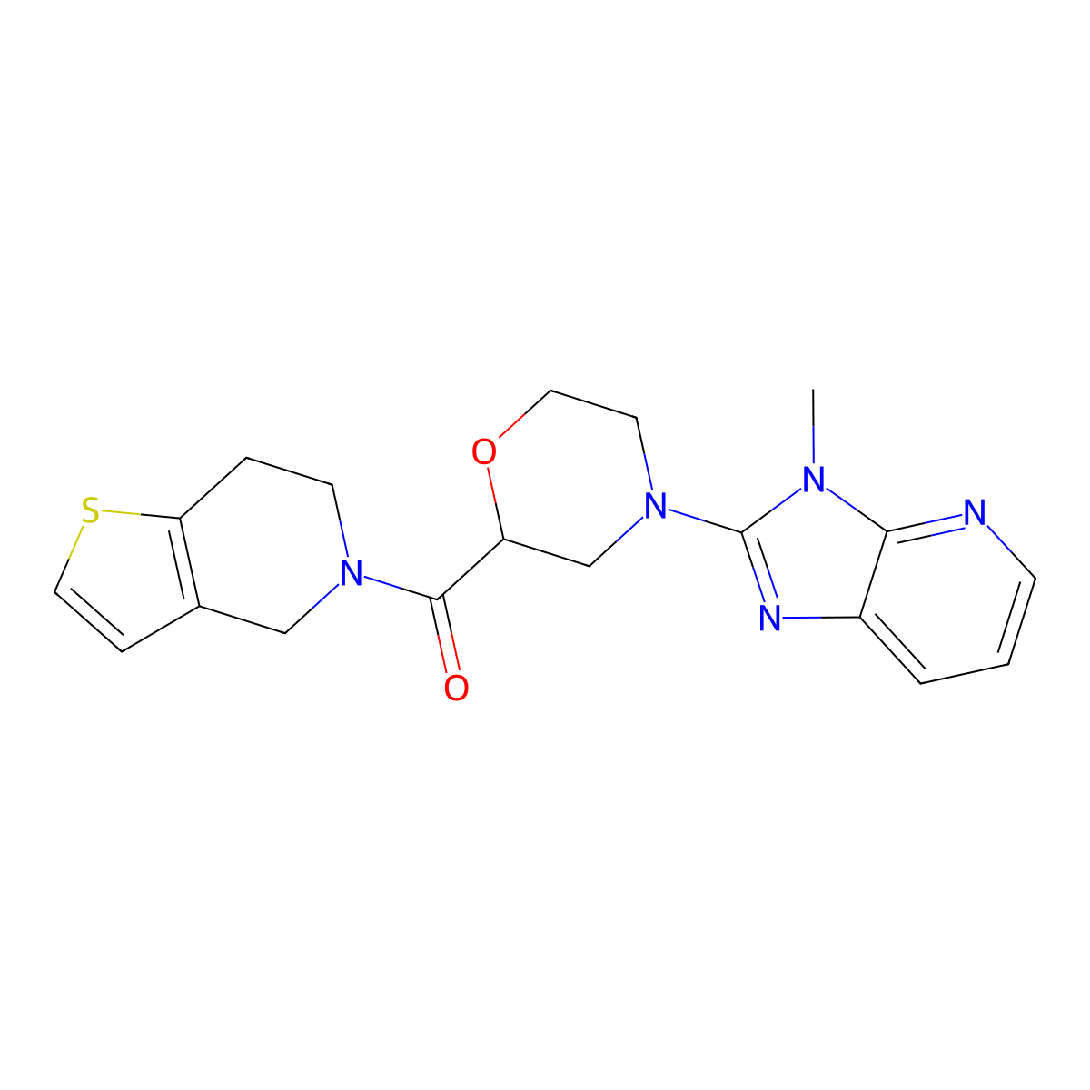 4-{3-methyl-3H-imidazo[4,5-b]pyridin-2-yl}-2-{4H,5H,6H,7H-thieno[3,2-c]pyridine-5-carbonyl}morpholine molecular structure, CAS 3054537-97-9