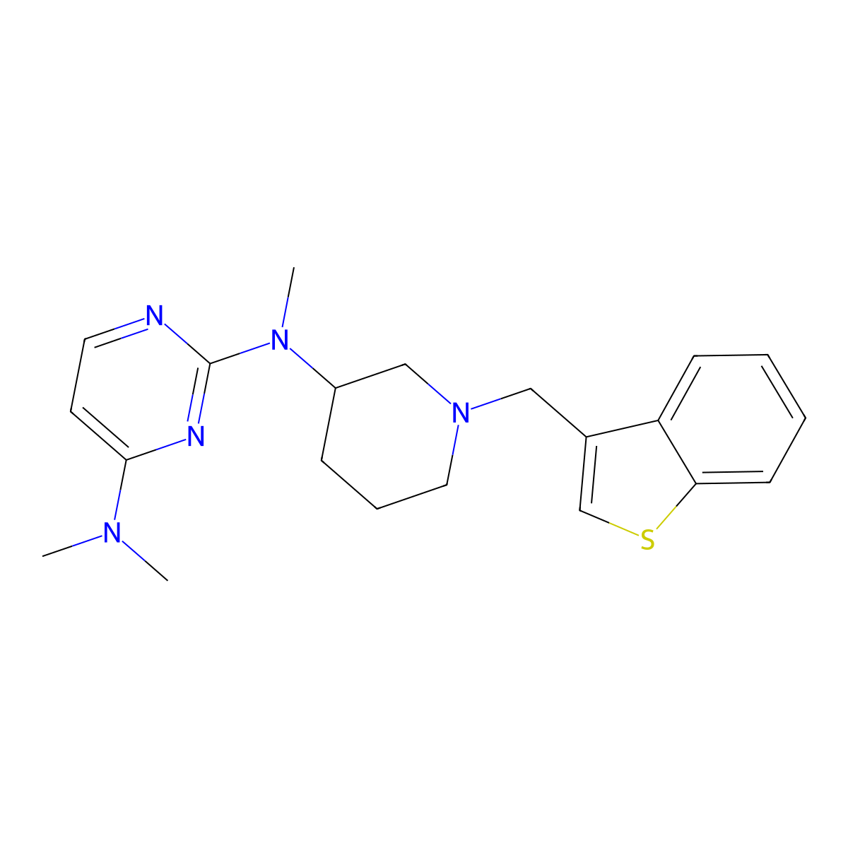 N2-{1-[(1-benzothiophen-3-yl)methyl]piperidin-3-yl}-N2,N4,N4-trimethylpyrimidine-2,4-diamine molecular structure, CAS 3054538-01-8