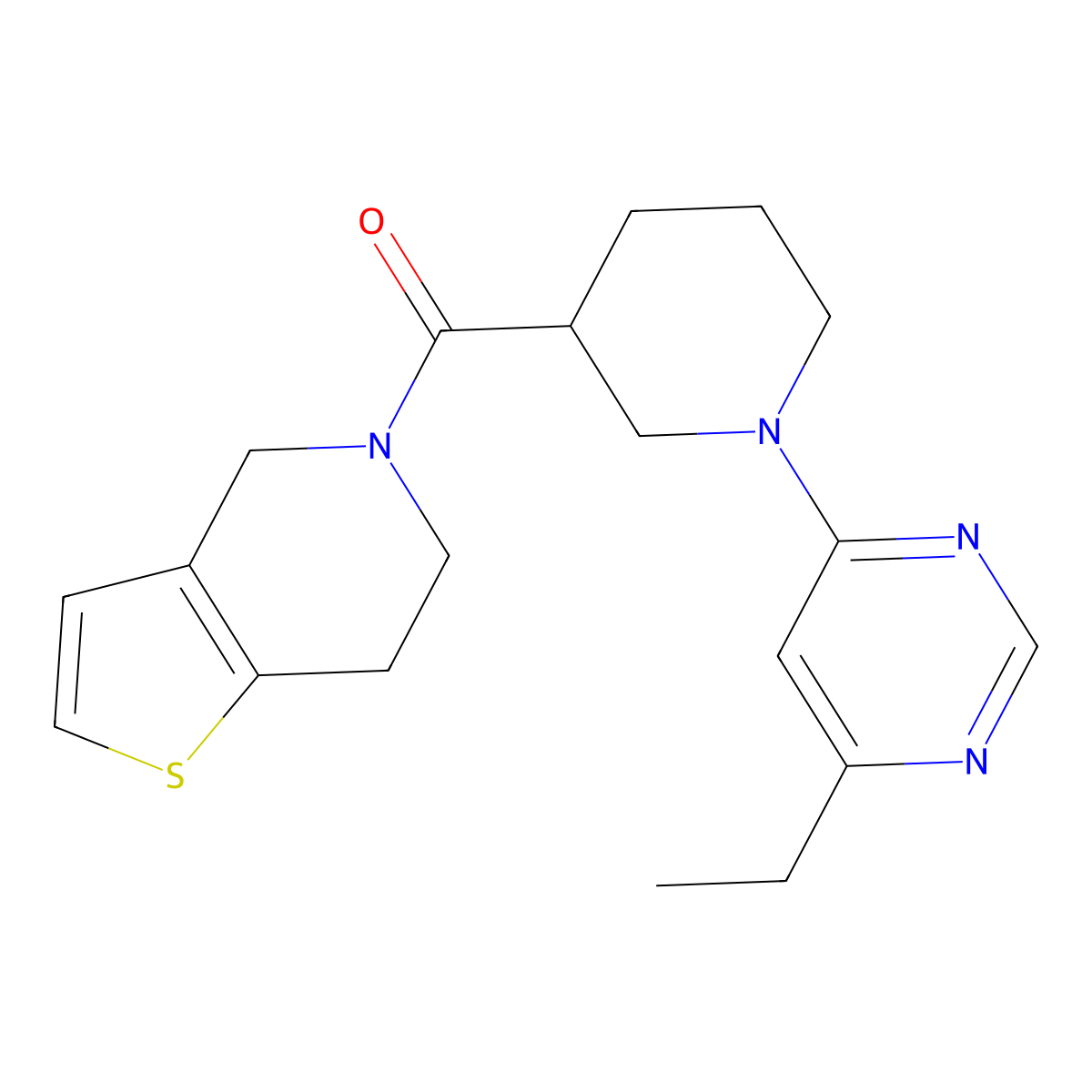 4-ethyl-6-(3-{4H,5H,6H,7H-thieno[3,2-c]pyridine-5-carbonyl}piperidin-1-yl)pyrimidine molecular structure, CAS 3054538-02-9