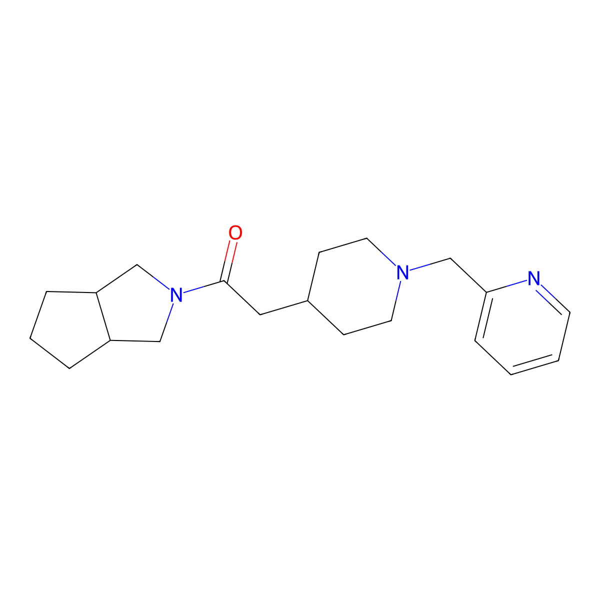 1-{Octahydrocyclopenta[c]pyrrol-2-yl}-2-{1-[(pyridin-2-yl)methyl]piperidin-4-yl}ethan-1-one molecular structure, CAS 3054538-05-2