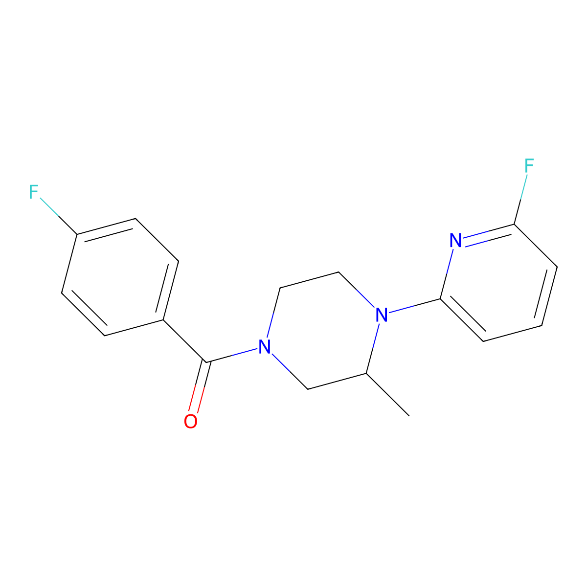 4-(4-Fluorobenzoyl)-1-(6-fluoropyridin-2-yl)-2-methylpiperazine molecular structure, CAS 3054538-08-5