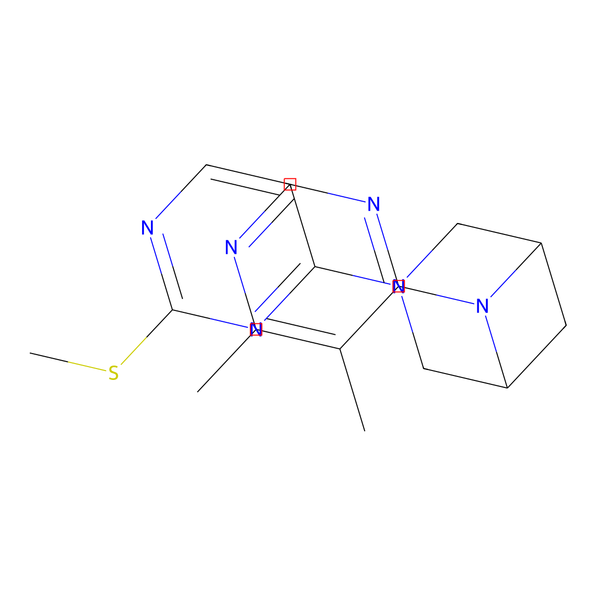 6-(5,6-Dimethylpyrimidin-4-yl)-3-[2-(methylsulfanyl)pyrimidin-4-yl]-3,6-diazabicyclo[3.1.1]heptane molecular structure, CAS 3054538-13-2