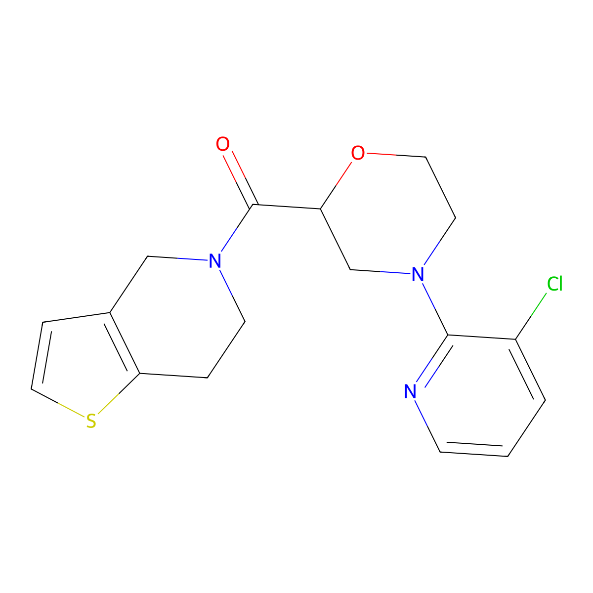 4-(3-chloropyridin-2-yl)-2-{4H,5H,6H,7H-thieno[3,2-c]pyridine-5-carbonyl}morpholine molecular structure, CAS 3054538-15-4