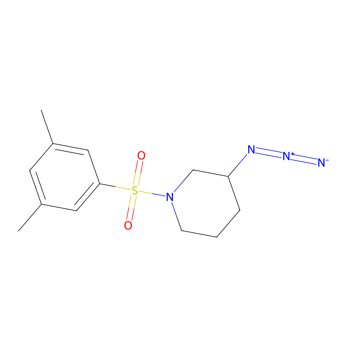 3-Azido-1-(3,5-dimethylbenzenesulfonyl)piperidine molecular structure, CAS 3054538-16-5