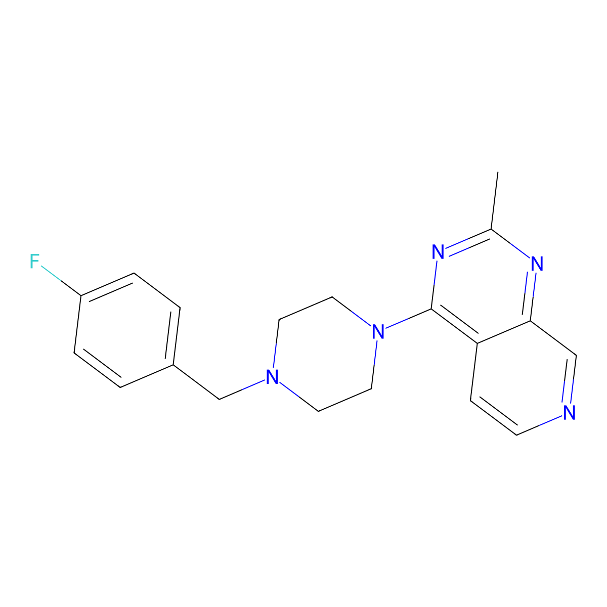 1-[(4-Fluorophenyl)methyl]-4-{2-methylpyrido[3,4-d]pyrimidin-4-yl}piperazine molecular structure, CAS 3054538-18-7