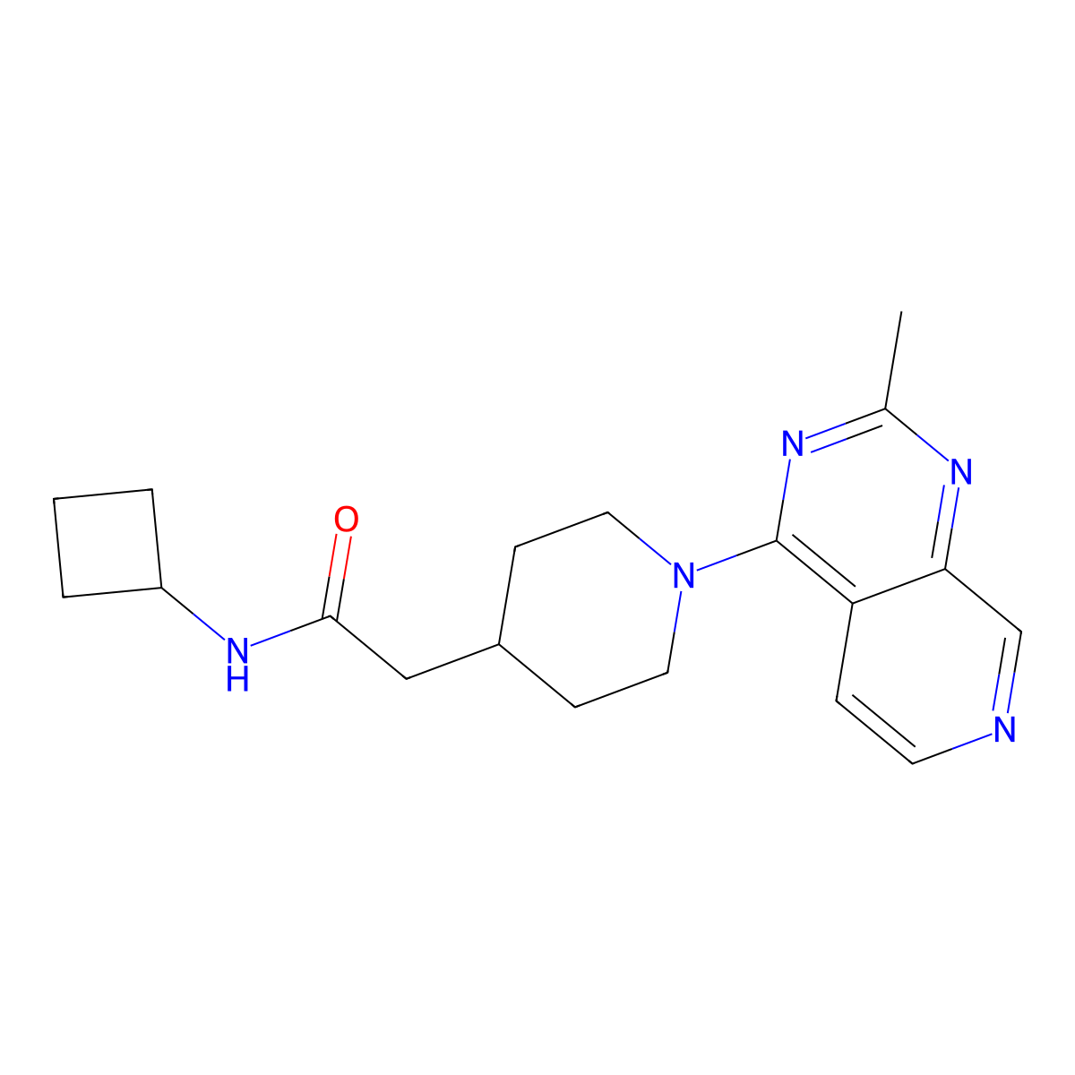 N-cyclobutyl-2-(1-{2-methylpyrido[3,4-d]pyrimidin-4-yl}piperidin-4-yl)acetamide molecular structure, CAS 3054538-27-8