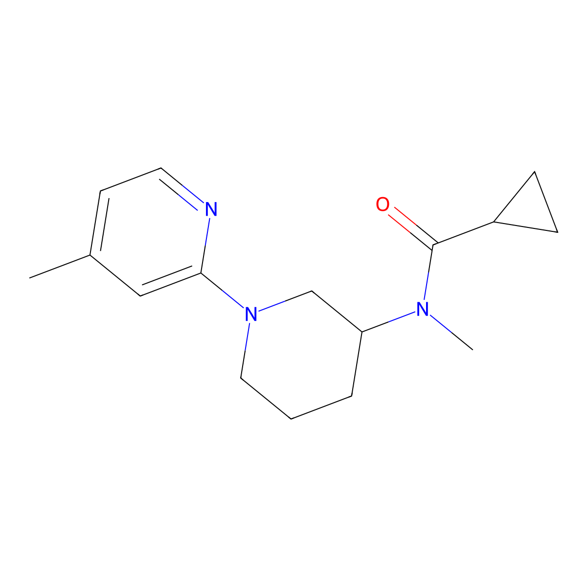 N-methyl-N-[1-(4-methylpyridin-2-yl)piperidin-3-yl]cyclopropanecarboxamide molecular structure, CAS 3054538-34-7