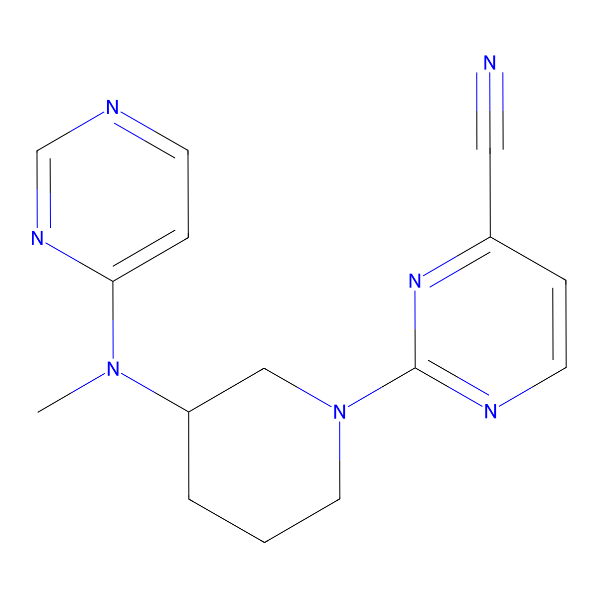 2-{3-[Methyl(pyrimidin-4-yl)amino]piperidin-1-yl}pyrimidine-4-carbonitrile molecular structure, CAS 3054538-36-9