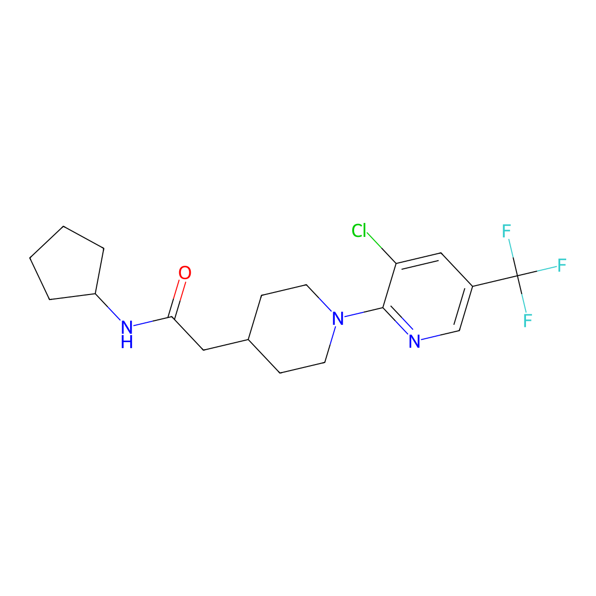 2-{1-[3-chloro-5-(trifluoromethyl)pyridin-2-yl]piperidin-4-yl}-N-cyclopentylacetamide molecular structure, CAS 3054538-41-6