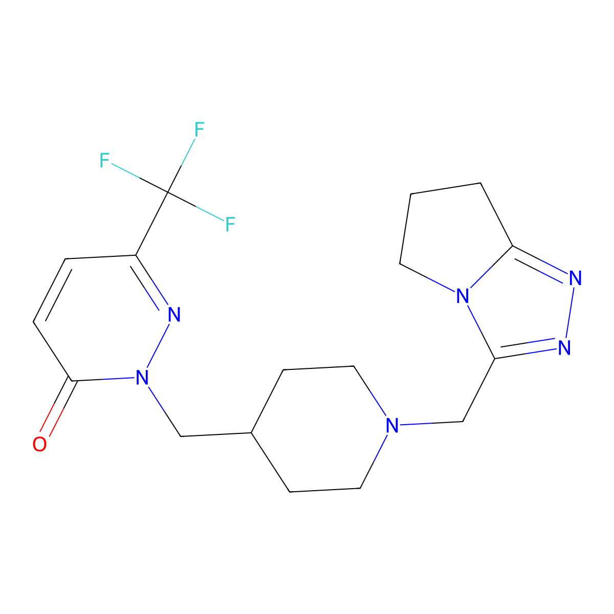 2-{[1-({5H,6H,7H-pyrrolo[2,1-c][1,2,4]triazol-3-yl}methyl)piperidin-4-yl]methyl}-6-(trifluoromethyl)-2,3-dihydropyridazin-3-one molecular structure, CAS 3054538-42-7