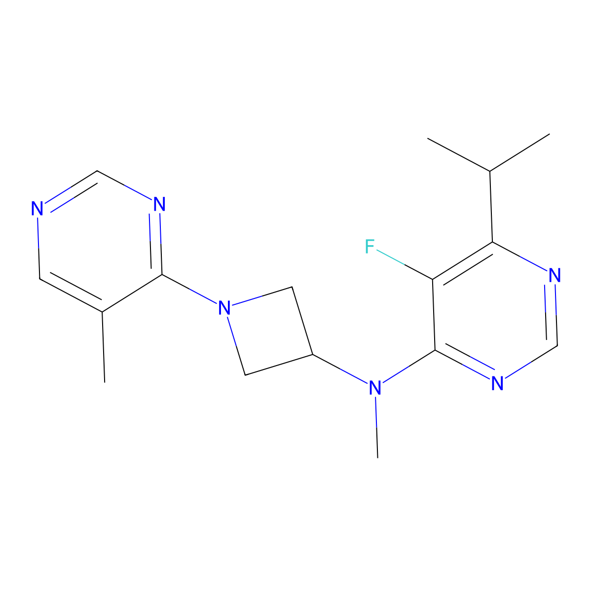 5-fluoro-N-methyl-N-[1-(5-methylpyrimidin-4-yl)azetidin-3-yl]-6-(propan-2-yl)pyrimidin-4-amine molecular structure, CAS 3054538-51-8