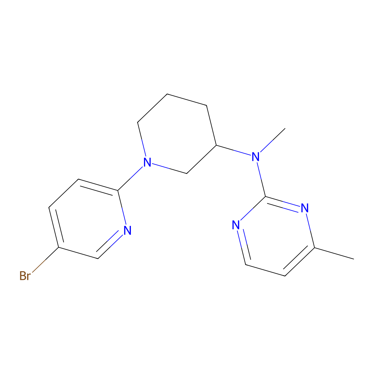 N-[1-(5-bromopyridin-2-yl)piperidin-3-yl]-N,4-dimethylpyrimidin-2-amine molecular structure, CAS 3054538-56-3