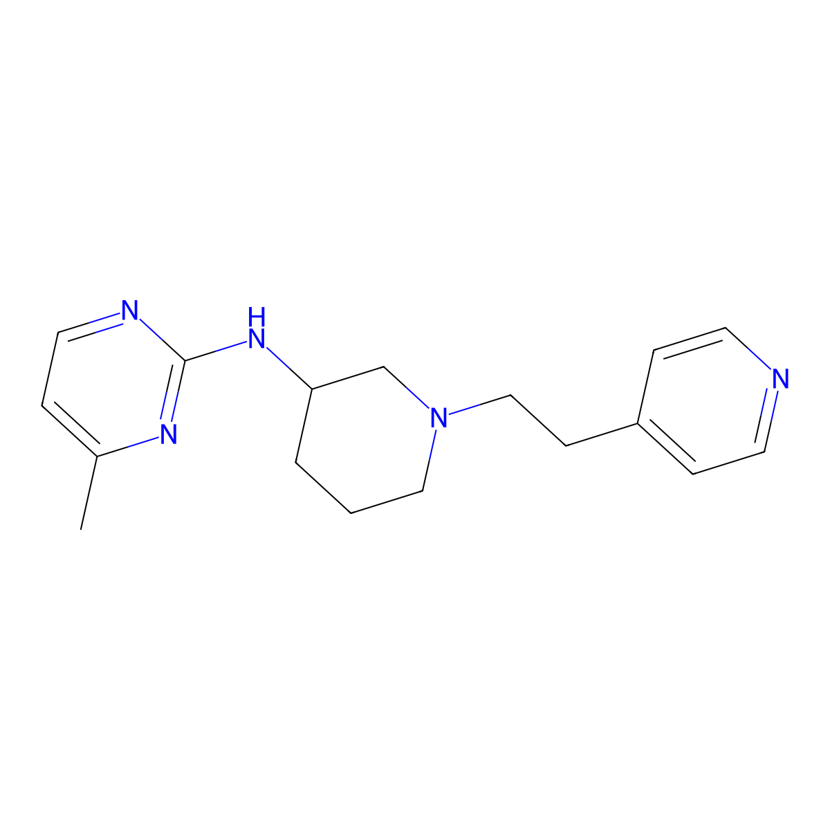4-methyl-N-{1-[2-(pyridin-4-yl)ethyl]piperidin-3-yl}pyrimidin-2-amine molecular structure, CAS 3054538-68-7